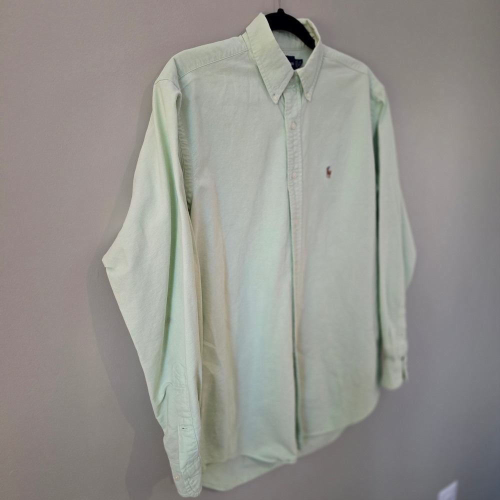 Ralph Lauren Yarmouth Mint Green Oxford Shirt Mens 15.5 34/35 Cotton Button Down - Picture 4 of 7